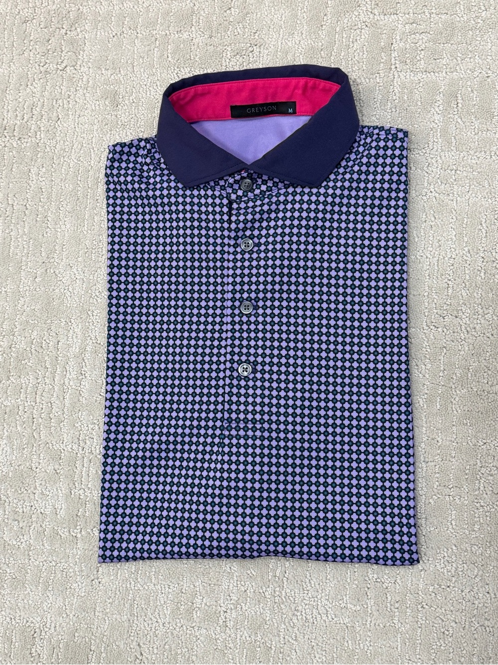 Greyson Men's Purple Patterned Polo Shirt